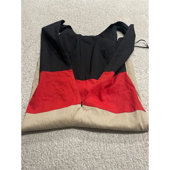 DKNY Women's Size 2 Sleeveless Colorblock Shift Dress Black Red Tan - Picture 3 of 11